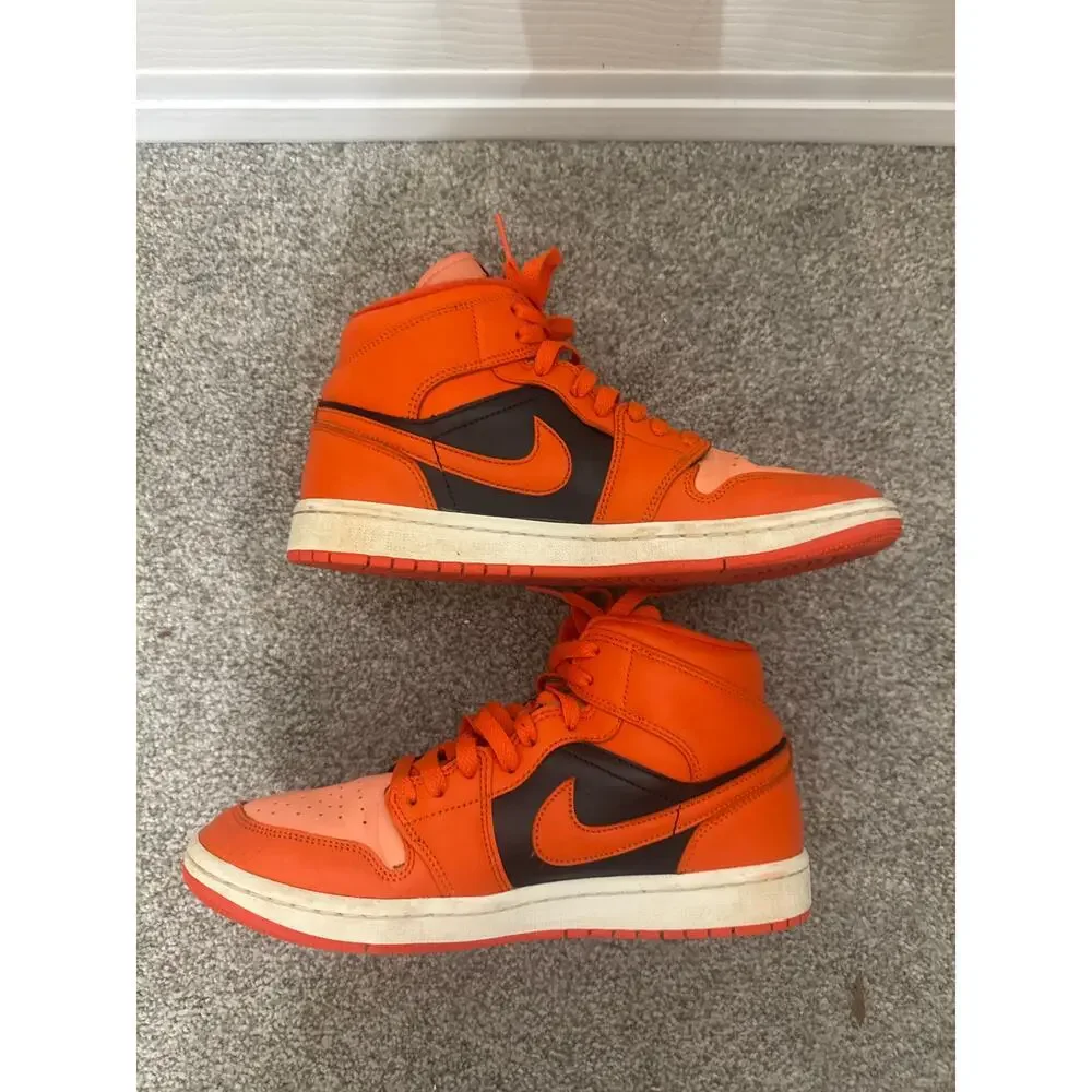 Nike Air Jordan 1 Mid SE 'Rush Orange' Women's Midtop Sneaker, sz 9.5 - Picture 6 of 8